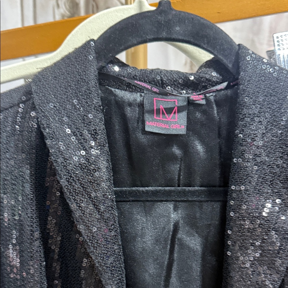 Material Girl Black Sequin Blazer - Picture 3 of 4